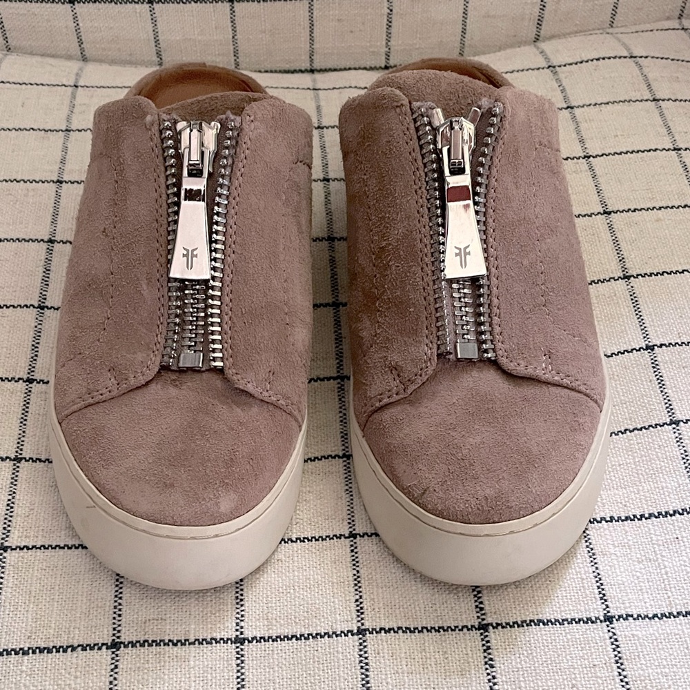 Frye Lena Zip Mule Suede Leather Sneakers Suede Rose 6.5